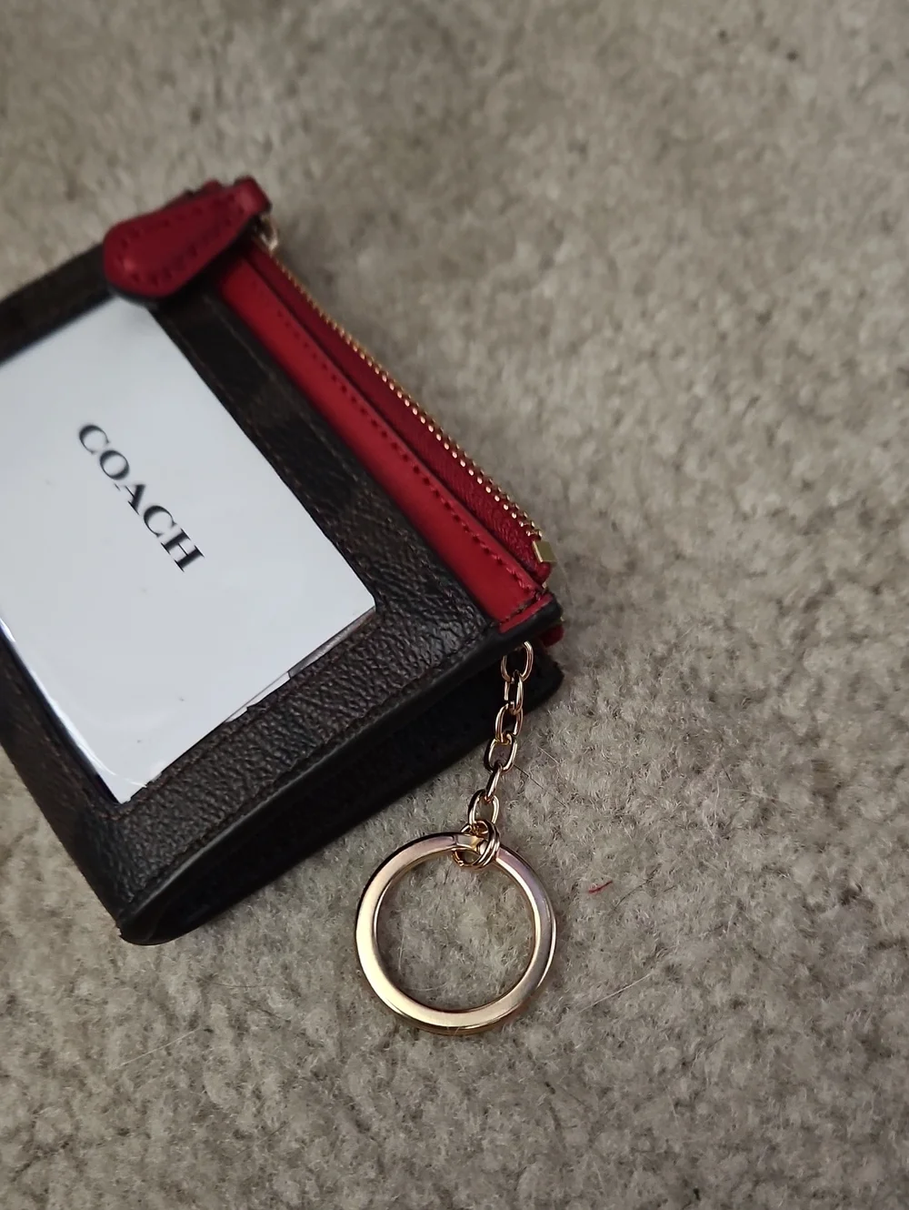 COACH Women's Small Card Case Wallet in Brown and Red